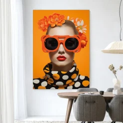 Wandkleed Orange Flower in maat en frame naar keuze