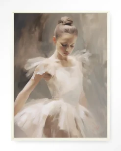 Wandkleed Posing Ballerina in maat en frame naar keuze