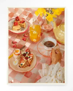 Wandkleed Spring Breakfast in maat en frame naar keuze