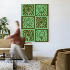 Wandkleed Suns In Green in maat en frame naar keuze
