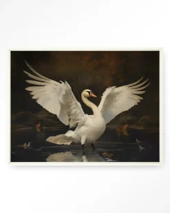 Wandkleed Swan Lake in maat en frame naar keuze
