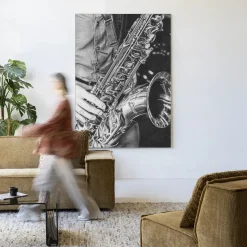Wandkleed The Man With The Sax in maat en frame naar keuze