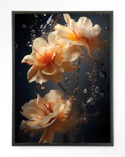 Wandkleed Waterflower Dark in maat en frame naar keuze