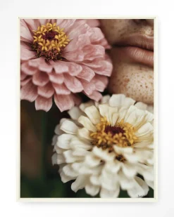 Wandkleed Zinnia in maat en frame naar keuze