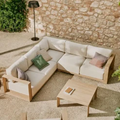 5-zits Loungebank Ambra Acaciahout