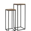 Zuilen / bijzettafels Yarula Set van 2 stuks, zwart+hout