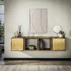 Zwevend Dressoir Renée Mangohout en brass, 169cm