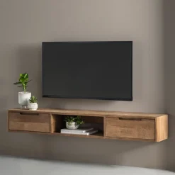 Zwevend TV-meubel Bliss Teakhout, Met lades